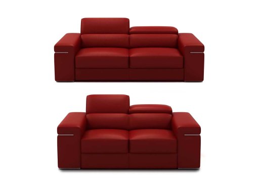 Ensemble canapé 3+2 places en cuir rouge THOMAS