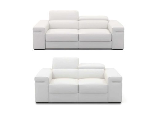 Ensemble canapé 3+2 places en cuir blanc THOMAS