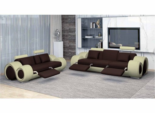 Ensemble cuir relax OSLO 3+2 places marron et beige