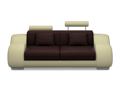 Canapé 2 places design relax OSLO en cuir marron et beige