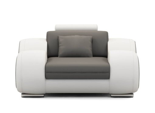 Fauteuil cuir relax design gris et blanc OSLO