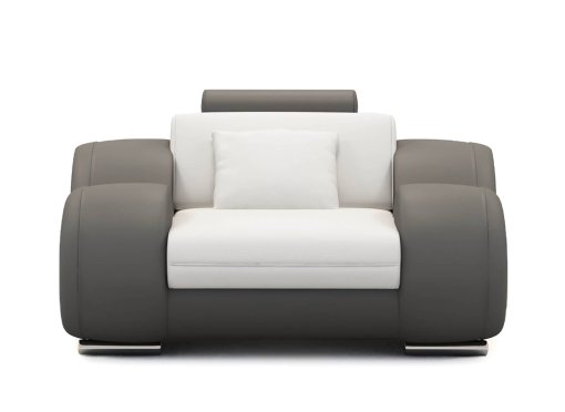 Fauteuil cuir relax design blanc et gris OSLO