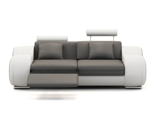 Canapé 2 places design relax OSLO en cuir gris et blanc