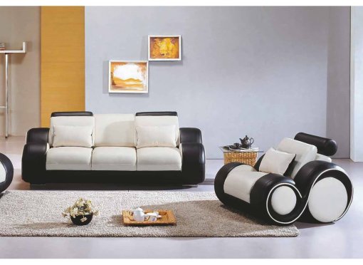 Ensemble cuir relax OSLO 3+1 places blanc et noir