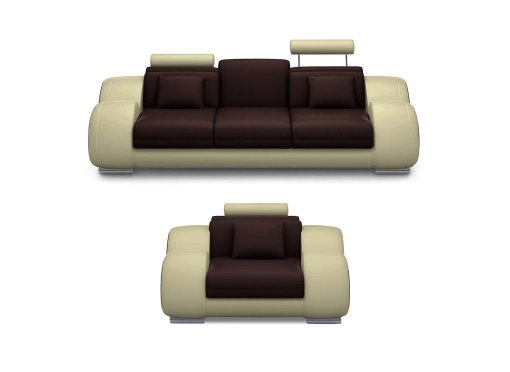 Ensemble cuir relax OSLO 3+1 places marron et beige