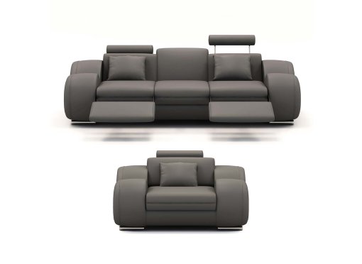 Ensemble cuir relax OSLO 3+1 places gris