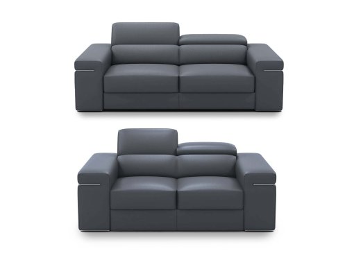 Ensemble canapé 3+2 places en cuir gris THOMAS