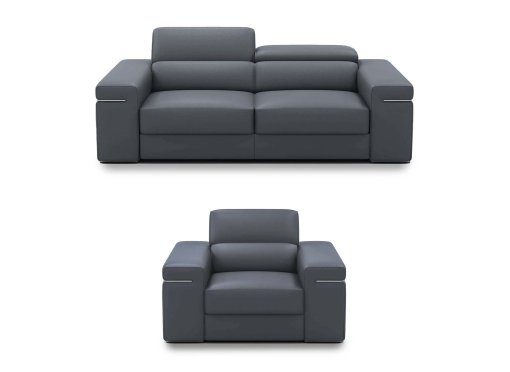 Ensemble canapé 3+1 places en cuir gris THOMAS