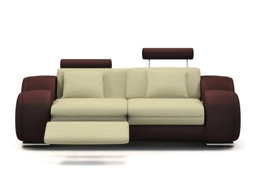 Canapé 2 places design relax OSLO en cuir beige et marron