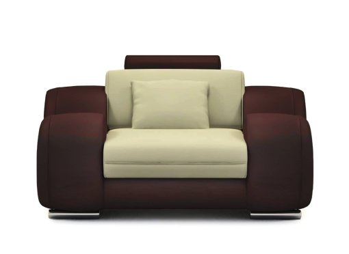 Fauteuil cuir relax design beige et marron OSLO