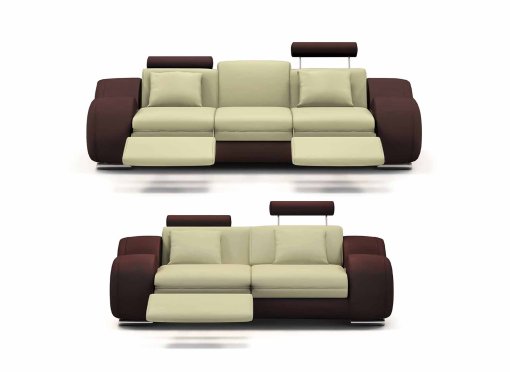 Ensemble cuir relax OSLO 3+2 places beige et marron