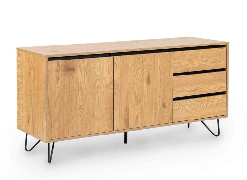 Buffet enfilade avec 3 tiroirs et 2 portes en bois DARINA