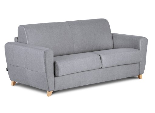 Canapé convertible scandinave 3 places en tissu gris clair ouverture express TOBIAS