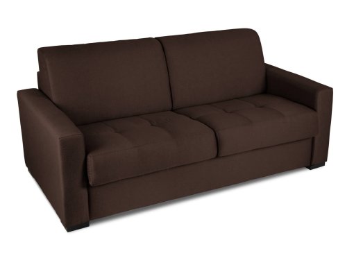 Canapé convertible 3 places LOUNA en tissu chocolat ouverture express