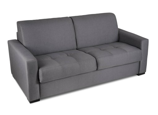 Canapé convertible 3 places LOUNA en tissu gris foncé ouverture express matelas 14 cm