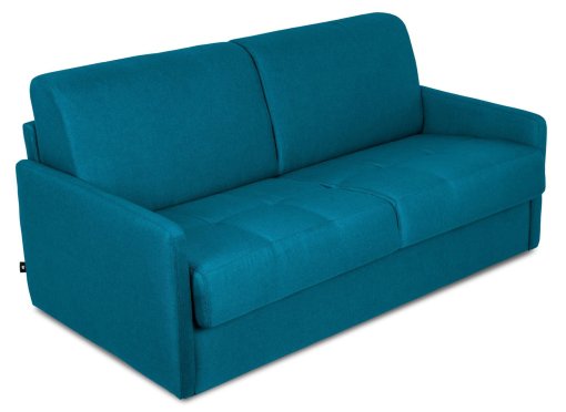 Canapé convertible 3 places LOUNA SLIM en tissu bleu pétrole ouverture express