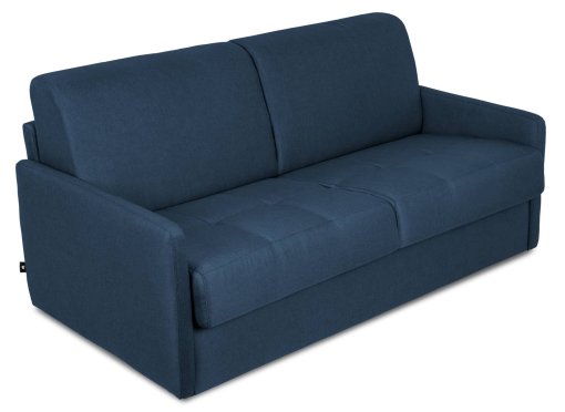 Canapé convertible 3 places LOUNA SLIM en tissu bleu denim ouverture express