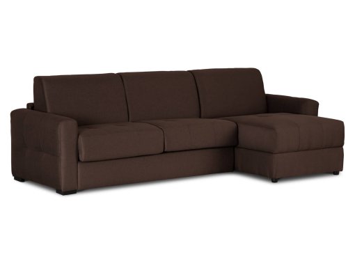 Canapé convertible avec angle réversible en tissu chocolat ALTEA
