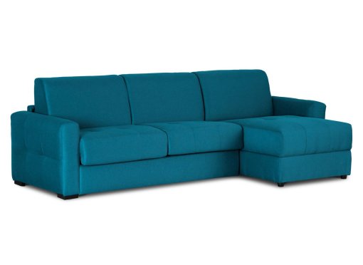 Canapé d'angle convertible et réversible en tissu bleu pétrole ALTEA