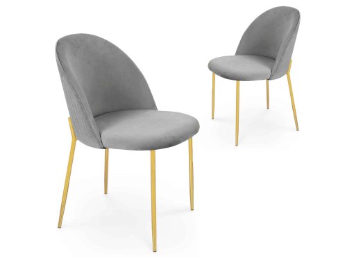Lot de 2 chaises design en velours gris ARABEL