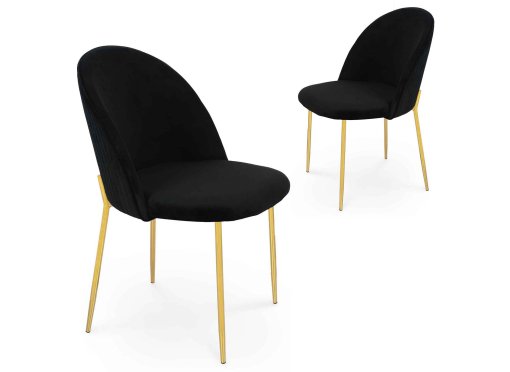 Lot de 2 chaises design en velours noir ARABEL