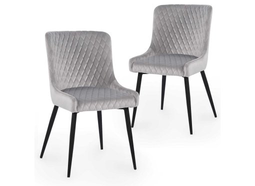 Lot de 2 chaises design en velours gris JENNY