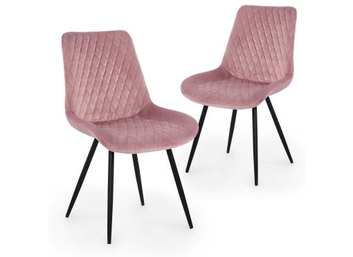 Lot de 2 chaises design en velours rose YOLA