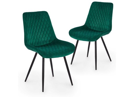 Lot de 2 chaises design en velours vert YOLA