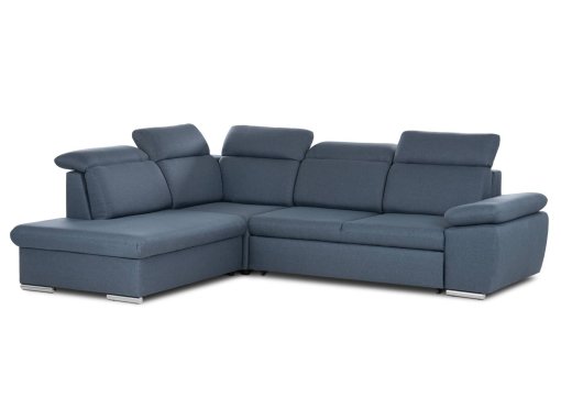 Canapé d'angle convertible avec coffre de rangement en tissu bleu AMARY - Angle gauche