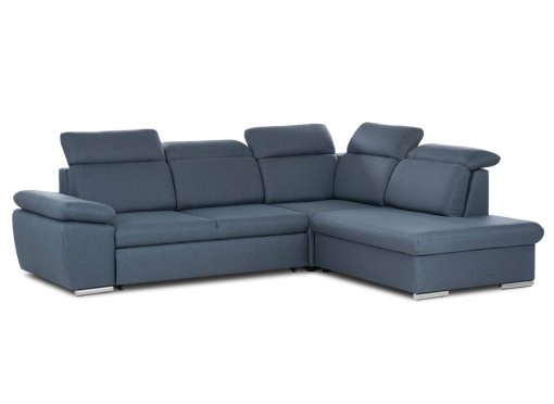 Canapé d'angle convertible avec coffre de rangement en tissu bleu AMARY - Angle droit