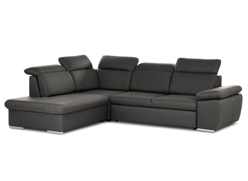 Canapé d'angle convertible avec coffre de rangement en tissu gris foncé AMARY - Angle gauche