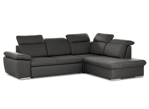 Canapé d'angle convertible avec coffre de rangement en tissu gris foncé AMARY - Angle droit
