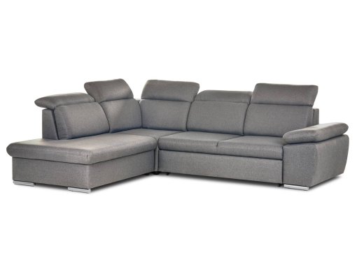 Canapé d'angle convertible avec coffre de rangement en tissu gris AMARY - Angle gauche