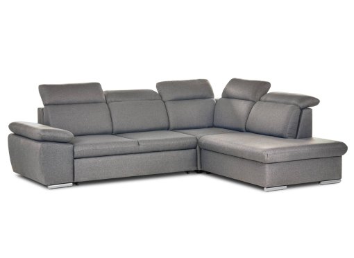 Canapé d'angle convertible avec coffre de rangement en tissu gris AMARY - Angle droit