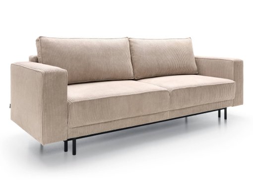 Canapé convertible avec coffre de rangement en velours cotelé beige MONIA