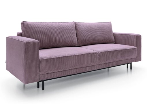 Canapé convertible avec coffre de rangement en velours cotelé violet MONIA