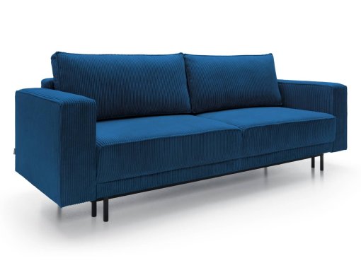 Canapé convertible avec coffre de rangement en velours cotelé bleu nuit MONIA