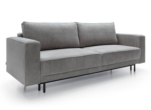 Canapé convertible avec coffre de rangement en velours cotelé gris MONIA