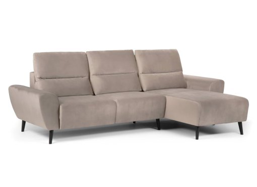 Canapé d’angle convertible en velours taupe LOANE - Angle Droit