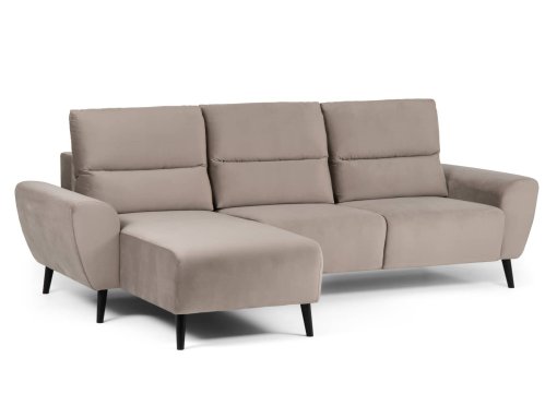 Canapé d’angle convertible en velours taupe LOANE - Angle Gauche
