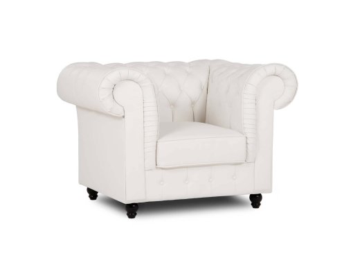 Fauteuil chesterfield en simili cuir blanc - WILSTON