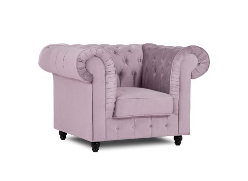 Fauteuil chesterfield en velours lilas - WILSTON