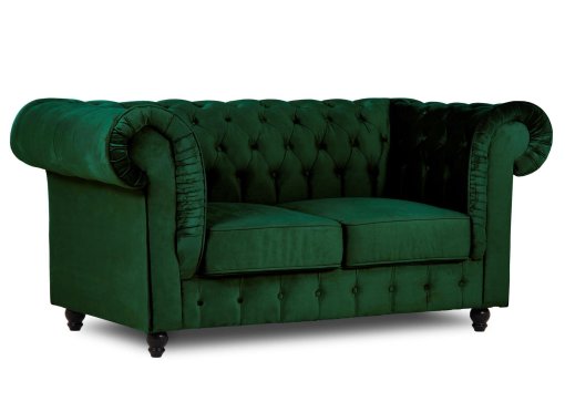 Canapé chesterfield 2 places en velours vert - WILSTON
