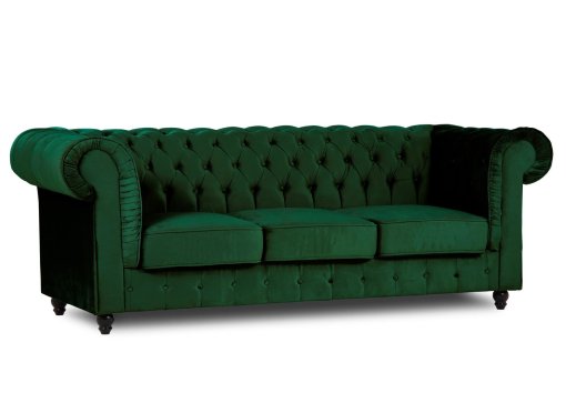 Canapé chesterfield 3 places en velours vert - WILSTON