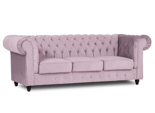 Canapé chesterfield 3 places en velours lilas - WILSTON