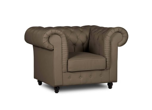 Fauteuil chesterfield en simili cuir marron taupe - WILSTON