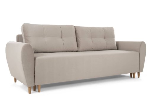 Canapé convertible avec coffre de rangement en velours beige ANITA