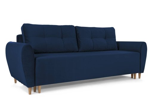 Canapé convertible avec coffre de rangement en velours bleu foncé ANITA