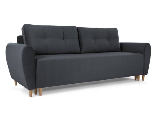 Canapé convertible avec coffre de rangement en velours gris anthracite ANITA