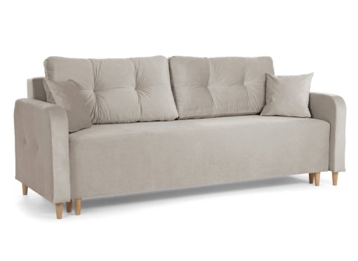 Canapé convertible avec coffre de rangement en tissu velours beige - ZACK